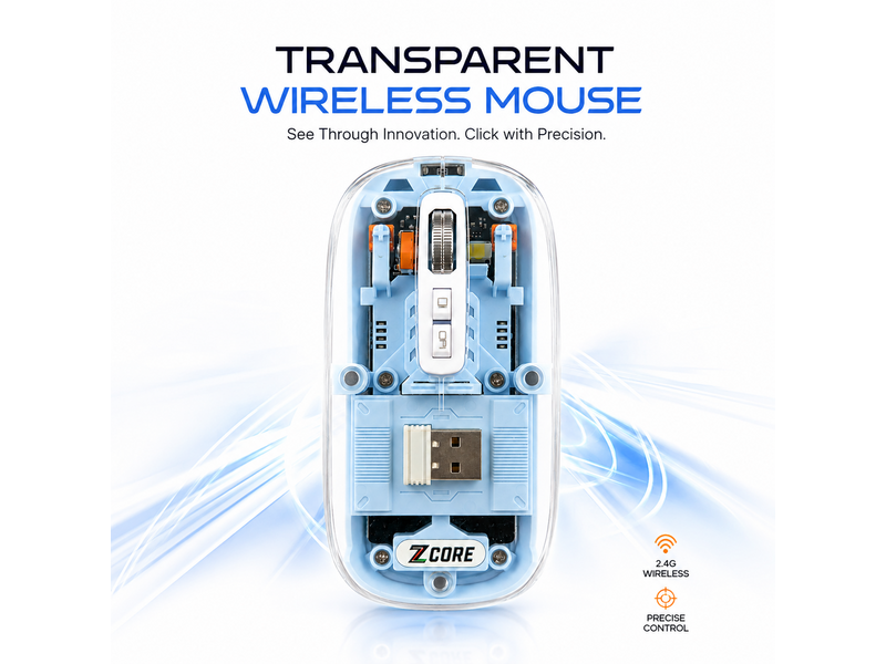 Transparent Tri-Mode Wireless Mouse